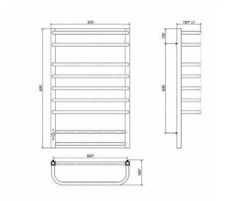 cumpără Uscător de prosoape Lianat 3021 Lux-Standart 500x800 П9 inox Milano în Chișinău 