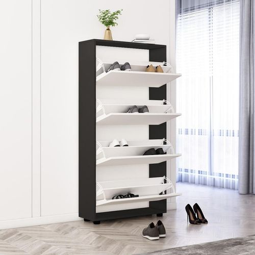 купить Полка для обуви Mobildor-Lux Leo 50x27x164H cm Anthracite/White в Кишинёве 