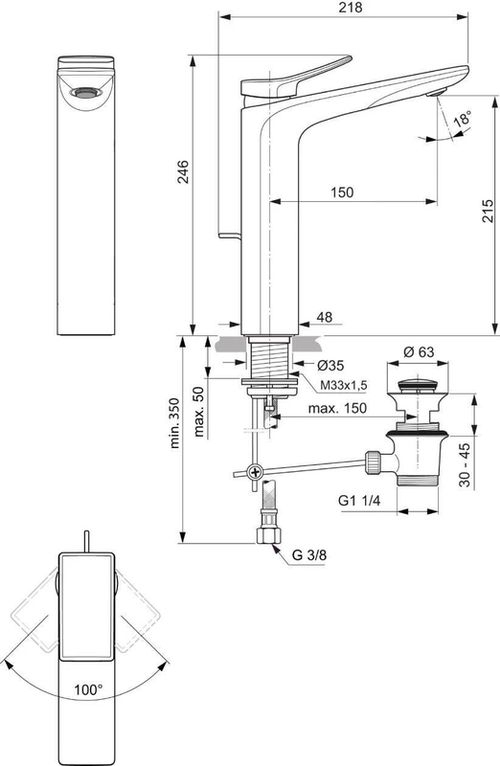 cumpără Baterie lavoar Ideal Standard Atelier CONCA Silver Storm BC757GN în Chișinău 