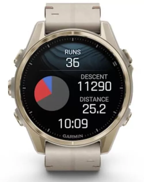 купить Смарт часы Garmin Fenix 8 – 43 mm, Sapphire, Soft Gold Stainless Steel with Fog Gray Leather Band, Fog Gray (010-02903-40) в Кишинёве 