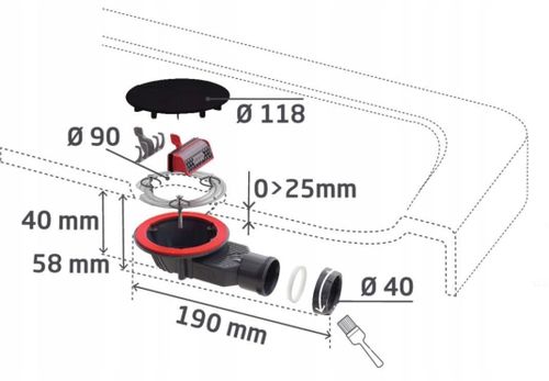 cumpără Sifon pentru cădițe de duș Polimat 6103070 Slim H40 D90 antimiros black mat în Chișinău 