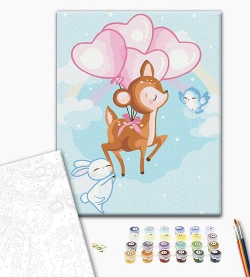 купить Картина по номерам BrushMe KBS0097FC 30x40 сm (fără cutie) Prietenii micului cerb в Кишинёве 