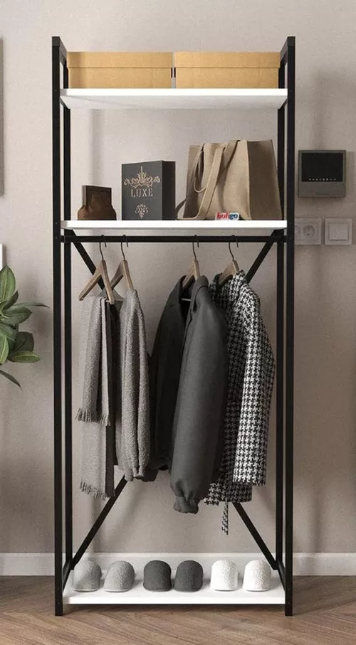 купить Вешалка для одежды Nex Home Прихожая, 66x35x160 см, Белый (21-15-01) в Кишинёве 