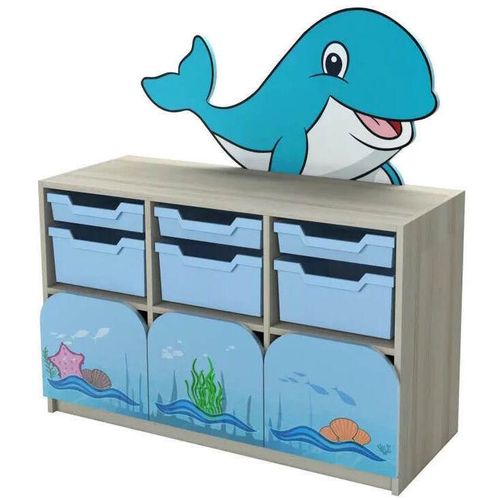 cumpără Dulap pentru instituții Tisam Sea Adventures #13 Whale, Fag Artizanal/Albastru (5713 MDF+F) în Chișinău 