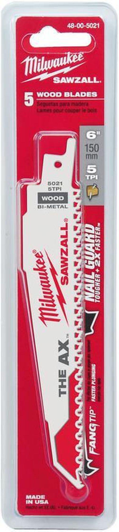 купить Аксессуар для пилы Milwaukee 48005021 Пилки для сабельной пилы демонтажные по дереву (с гвоздями), 150x5мм, max 100мм (P.5) в Кишинёве 