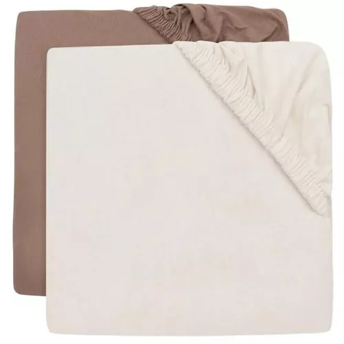 cumpără Lenjerie de pat pentru copii Jollein 2511-507-68115 Cearsaf cu elastic Jersey Milky Coffee/Ivory, 120x60cm, 2buc în Chișinău 