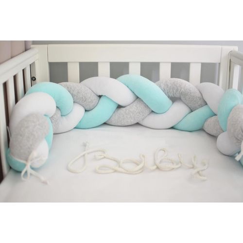 купить Бортик для кроватки Veres 154.02.17 Бампер-коса White Mint Grey 120x15 в Кишинёве 