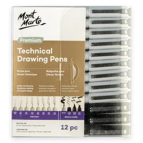cumpără Set de creație Mont Marte MMPM0070 Set linere grafice, 12 buc, 0.05-3.5mm în Chișinău 