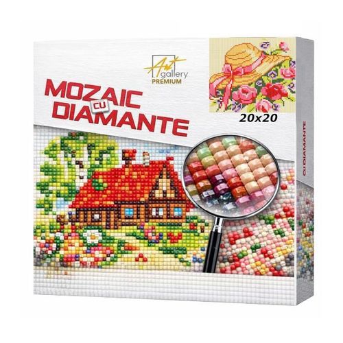 купить Картина по номерам Art Gallery BJ751 Mozaic cu diamante 20x20cm Flori si palarie в Кишинёве 