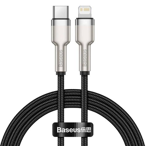 купить Кабель для моб. устройства Baseus CATLJK-A01 Type-C - Lightning, Braided, PD 20W, 1m, Cafule Metal Black в Кишинёве 