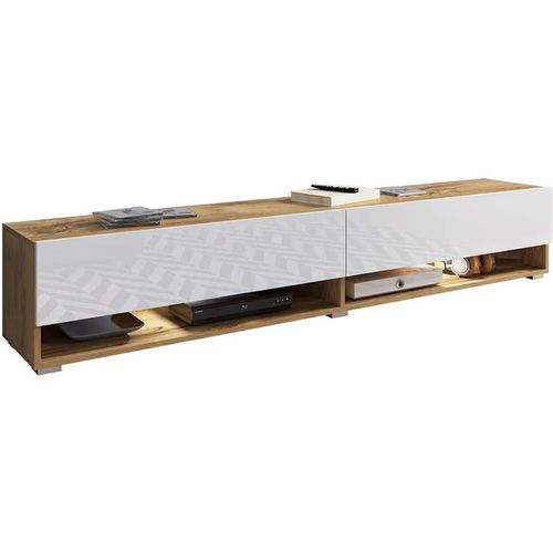 купить Тумба напольная для TV Mirjan Adenik/Cabinet A 180 Black Gloss/Wotan Oak в Кишинёве 