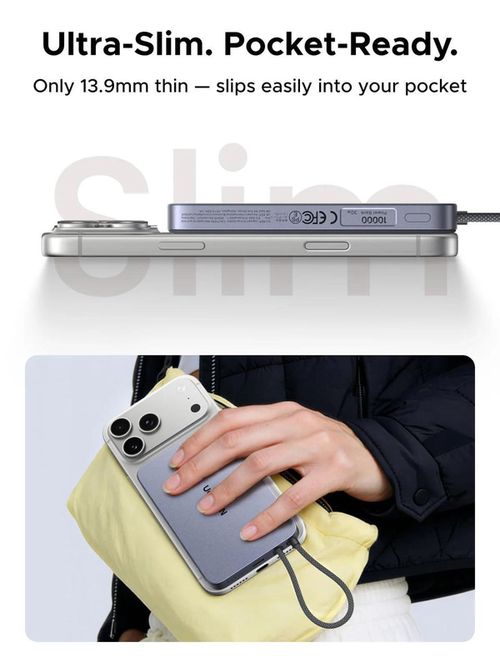 cumpără Acumulator extern USB (Powerbank) Ugreen 75983B, Wireless Magsafe Slim Air Qi2 10000mAh, 15W, Grey în Chișinău 