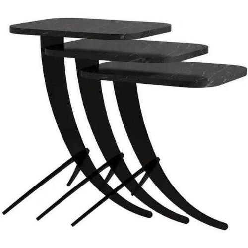 cumpără Măsuţă cafea Trendy Pion, Marmura Neagra, masa de cuibarit (3 bucati) în Chișinău 