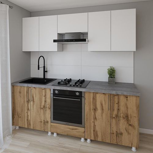 cumpără Mobilă pentru bucatarie Smartex (30100) K3 220сm Alb+Stejar inchis în Chișinău 