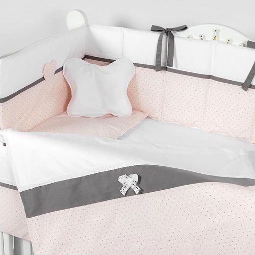 cumpără Lenjerie de pat pentru copii PernaMea Set lenjerie 8 piese Renaissance Buline Roz (PM.101641/4) în Chișinău 