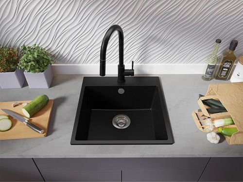 cumpără Chiuvetă bucătărie Primagran Riga 50 Black + accesorii 500x480 MY5KC în Chișinău 