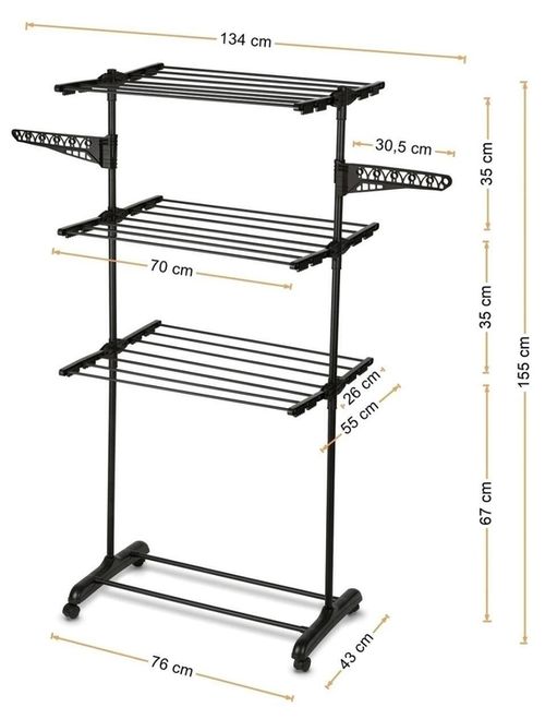 купить Сушилка для белья Konighoffer 76x55x155cm Black в Кишинёве 
