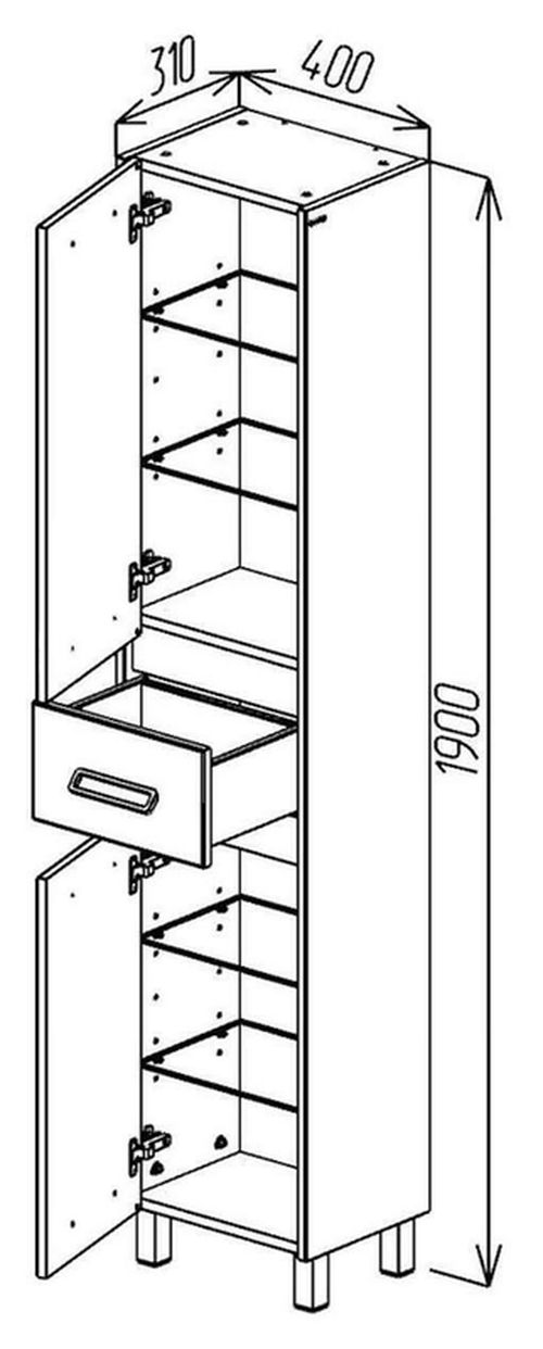 купить Шкаф-пенал Bayro Montana 400x1900 универсальный белый мат в Кишинёве 