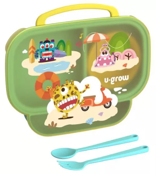 купить Посуда для кормления U-Grow A-1420BL Caserolă 3 în 1 cu linguriță, furculiță și capac, albastră в Кишинёве 