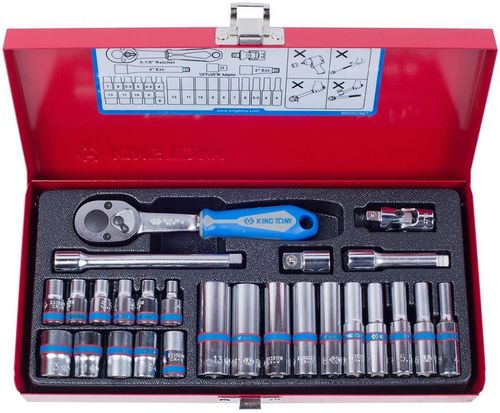 cumpără Set de unelte de mână King Tony 2526MR набор 1/4" торцевых головок 6 гран., принадл., 26 пр. în Chișinău 