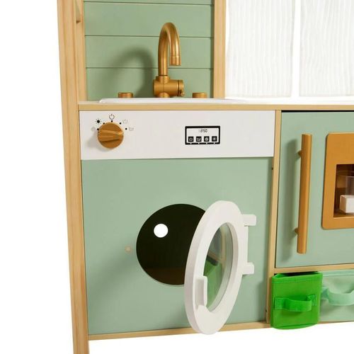 купить Игрушечная кухня и посуда Premaman PJQKDA-CCC-UNQ Bucatarie din lemn cu accesorii Verde в Кишинёве 