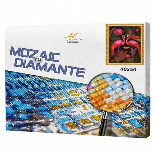 cumpără Tablou pe numere Art Gallery GA87311 Mozaic cu diamante 40x50cm Flamingo aprinsi în Chișinău 