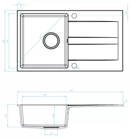 купить Мойка кухонная Backer Nona Wing Grey 760x440 в Кишинёве 