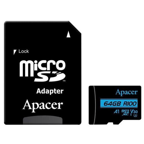 купить Флеш карта памяти SD Apacer AP64GMCSX10U7-R microSDXC UHS-I U3 V30 R100 64GB в Кишинёве 