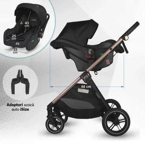 cumpără Сărucior pentru copii Coccolle Hapi Soley H2003 Carucior 3/1, Jet Black în Chișinău 