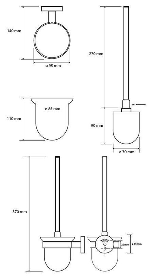 cumpără Perie WC Bemeta Dark perete 104113010 în Chișinău 