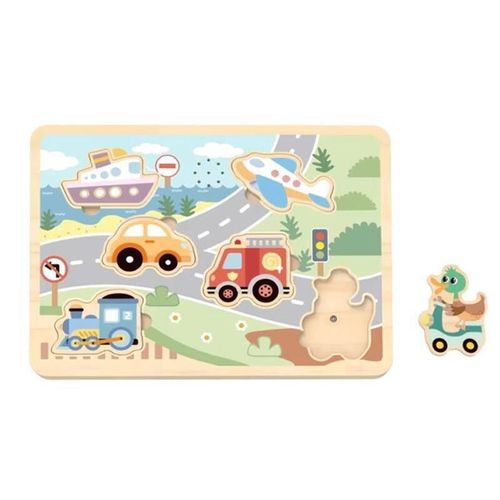 купить Головоломка Tooky Toy TL064N Puzzle din lemn Transport cu Sunet, 60662 в Кишинёве 