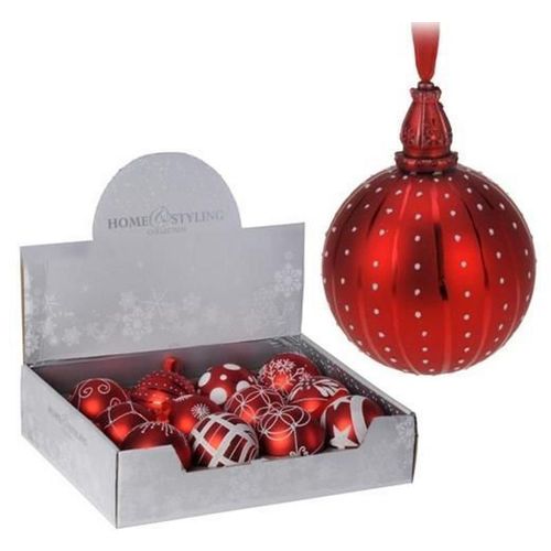 купить Новогодний декор Promstore 32944 Шар елочный стеклянный 80mm с орнаментом красный в Кишинёве 