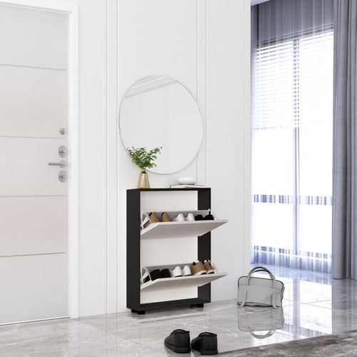 купить Полка для обуви Mobildor-Lux Leo Slim 100x16x86H cm Sonoma/Anthracite в Кишинёве 