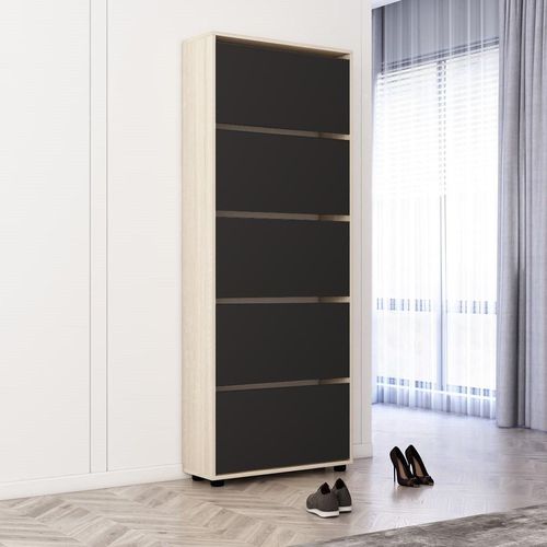 cumpără Raft pentru încălțăminte Mobildor-Lux Leo 50x27x203H cm Sonoma/Anthracite în Chișinău 