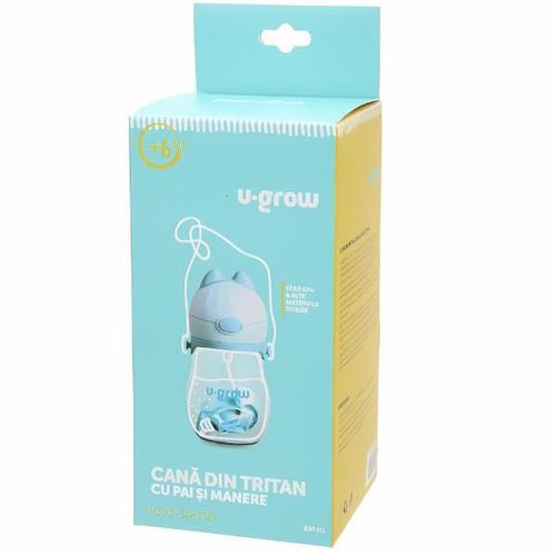 cumpără Cană cu pai U-Grow UG05-SIP330 Cana cu pai si curea, 330 ml în Chișinău 