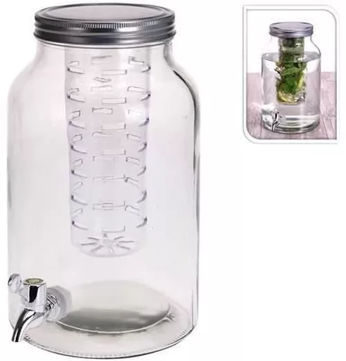 купить Посуда прочая Excellent Houseware 41418 Банка стеклянная с краном 4l, 31cm + емкость для льда в Кишинёве 