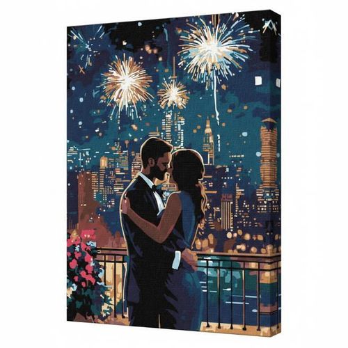 cumpără Tablou pe numere Ideyka KHO8484 30x40cm Eco, Clip de iubire cu vopsele metalic extra în Chișinău 