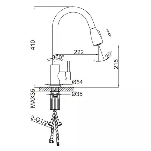 cumpără Bateria bucătărie Frap F 60991-5 (chiuveta plus extensibil) Alama SATI în Chișinău 