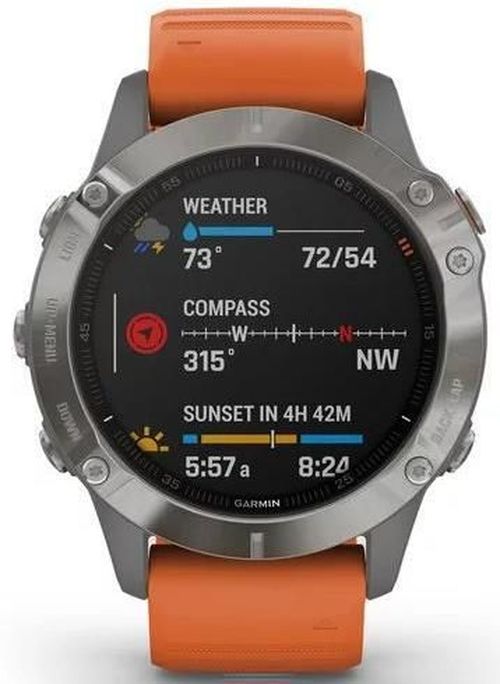 купить Смарт часы Garmin Fenix 6, Sapphire, Ti Gray w/Orange Band в Кишинёве 