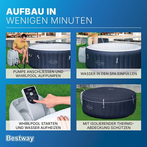 cumpără Piscină cu jacuzzi Bestway 6001C Lay-Z-Spa Miami EnergySense AirJet 4 Dark Blue Round 180x66cm în Chișinău 