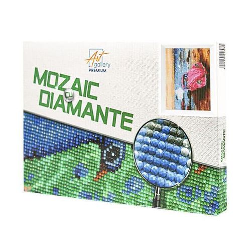 купить Картина по номерам Art Gallery JS24592 Mozaic cu diamante 20x30cm Automobilul roz langa mare в Кишинёве 