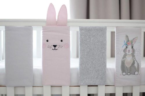 купить Бортик для кроватки Veres 154.05.11 Комплект Фэнс-бампер 6ед. Summer bunny pink 30*17 в Кишинёве 