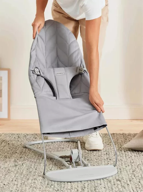 купить Детское кресло-качалка BabyBjorn 006224A Balansoar Bliss Light Grey, Bumbac в Кишинёве 