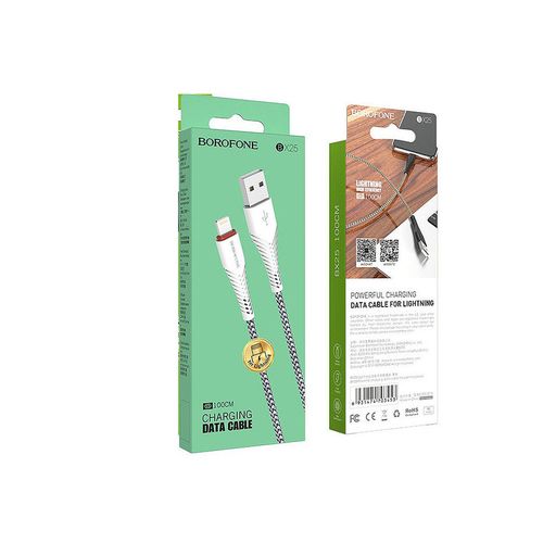 купить Borofone cable BX25 Powerful charging data cable for Lightning white, 703460, USB to Lightning, 1m, nylon braid в Кишинёве 