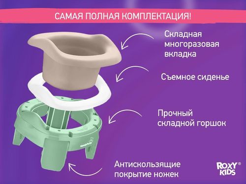 купить Детский горшок Roxy Kids HP-255OB HandyPotty 3в1 оливковый и вкладка бежевая в Кишинёве 