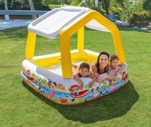 Детский надувной бассейн с навесом 157x157x122 см, 295 Л, 2+ INTEX 