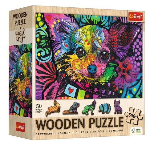 cumpără Puzzle Trefl 20218 Wooden puzzle 500+1. Cățeluș colorat în Chișinău 