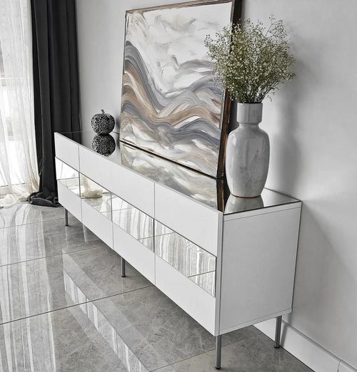 cumpără Comodă TV Trendy Leon, Alb, Argintiu în Chișinău 