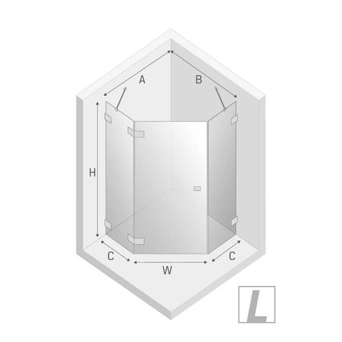 cumpără Cabină de duș New Trendy Avexa Gold Brushed Pentagonal R 90x90x200 Hinged EXK-3854 în Chișinău 