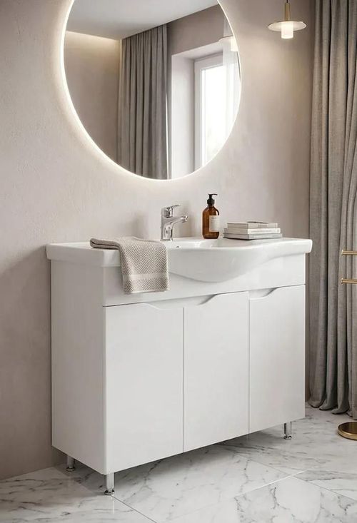 cumpără Dulap pentru lavoar Mashtab 11828 Print cu 3 usi 90cm Alb în Chișinău 